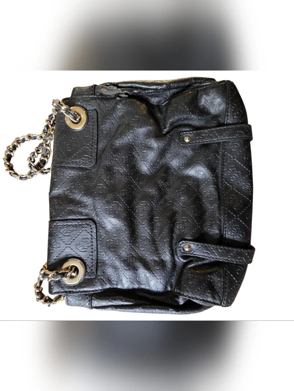 Guess Black Quilted Chain-Handle Shoulder Bag with Gold Hardware - Picture 3 of 6